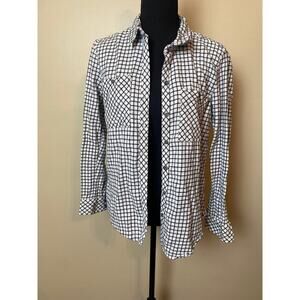 Lucky Brand black and white flannel medium button up blouse